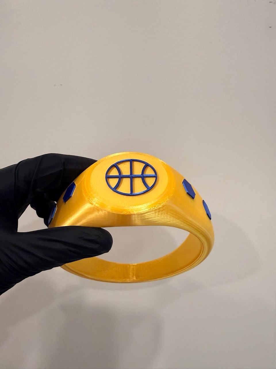 Custom 3D printed gold basketball signet ring