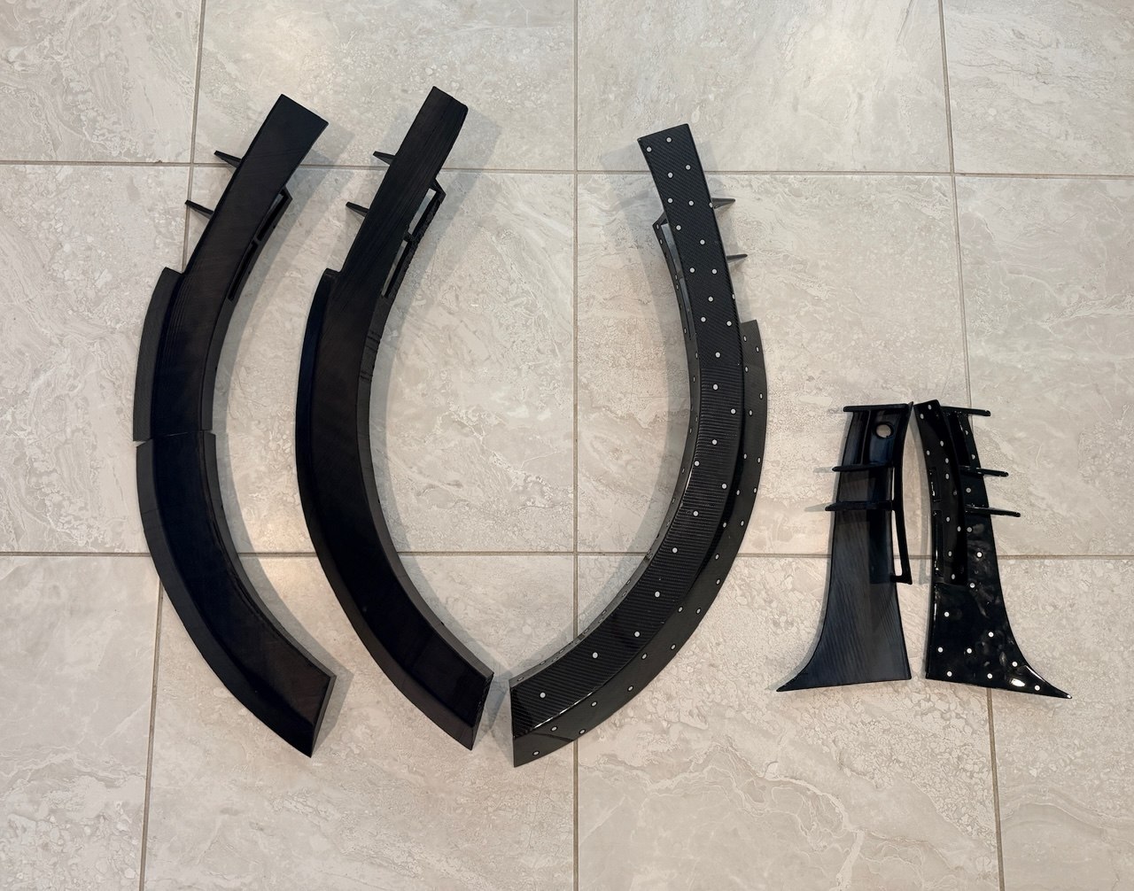 3D printed carbon-finish automotive trim pieces