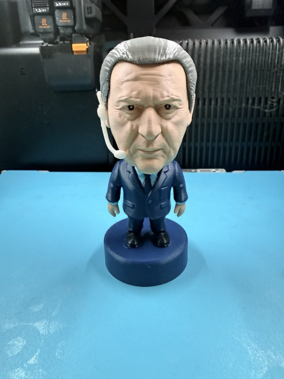 Custom 3D printed figurine of a man wearing a headset