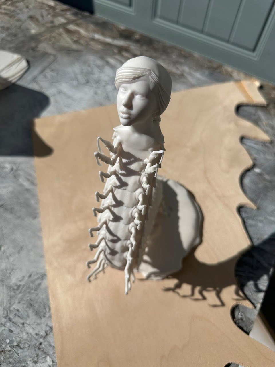 Detailed resin printed sculpture with supports still attached