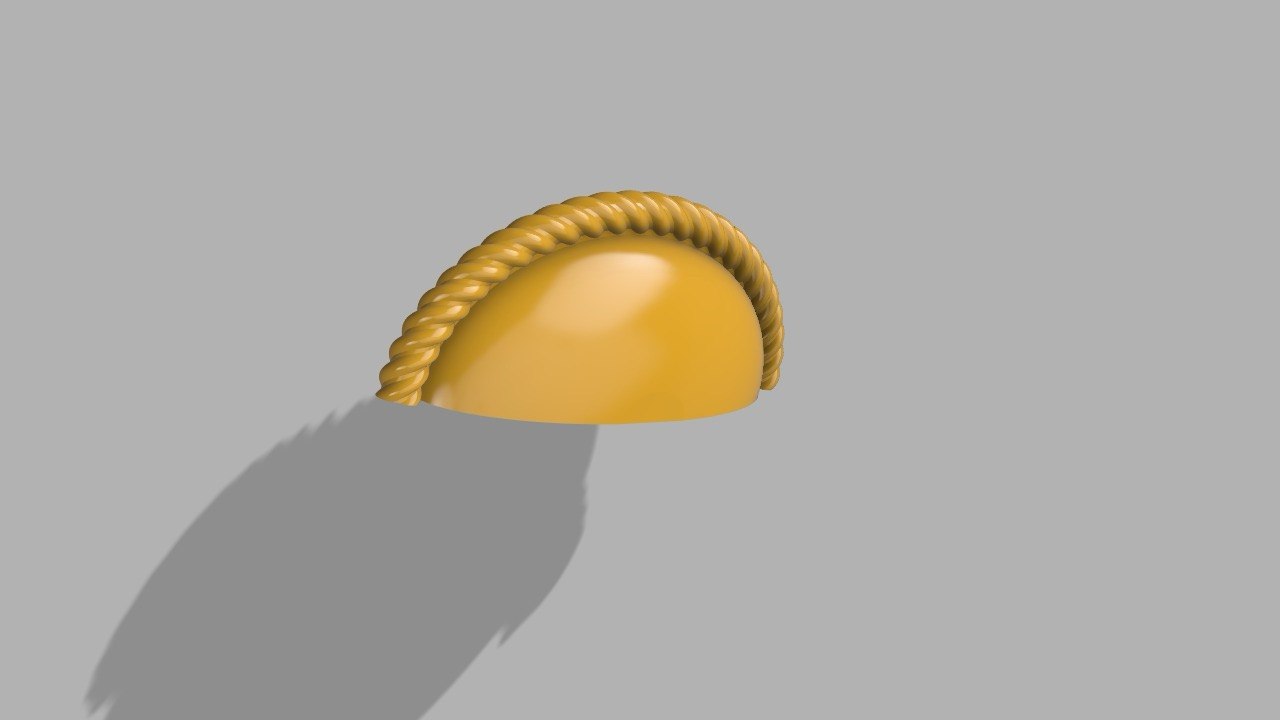 CAD model of an empanada mold with braided edge detail