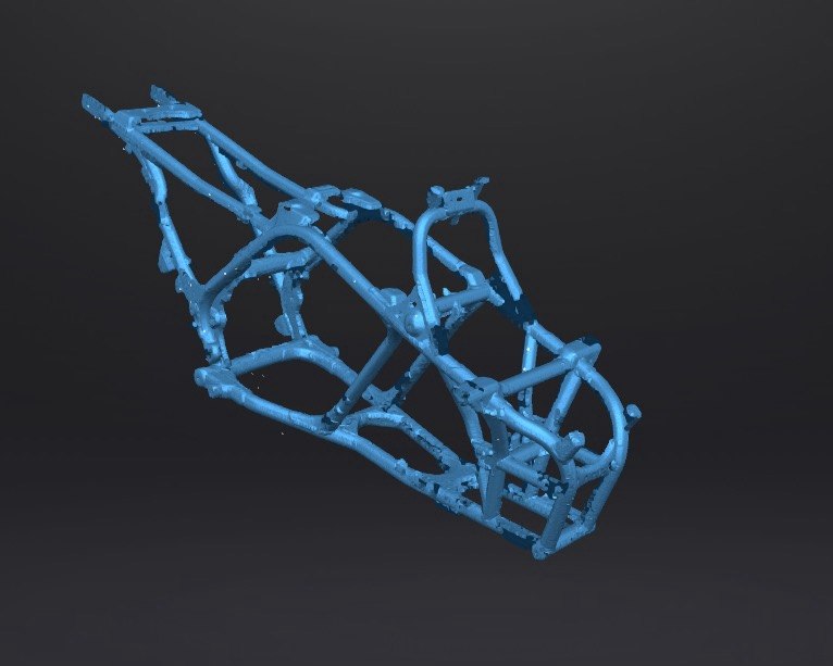3D scan point cloud mesh of a tubular vehicle frame