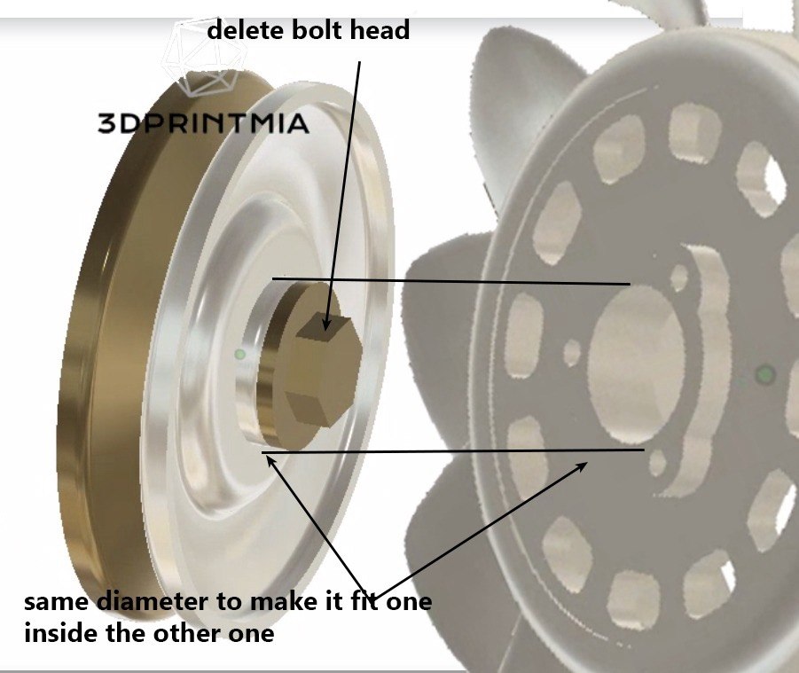 CAD wheel render compared to its raw 3D scan mesh with revision callouts