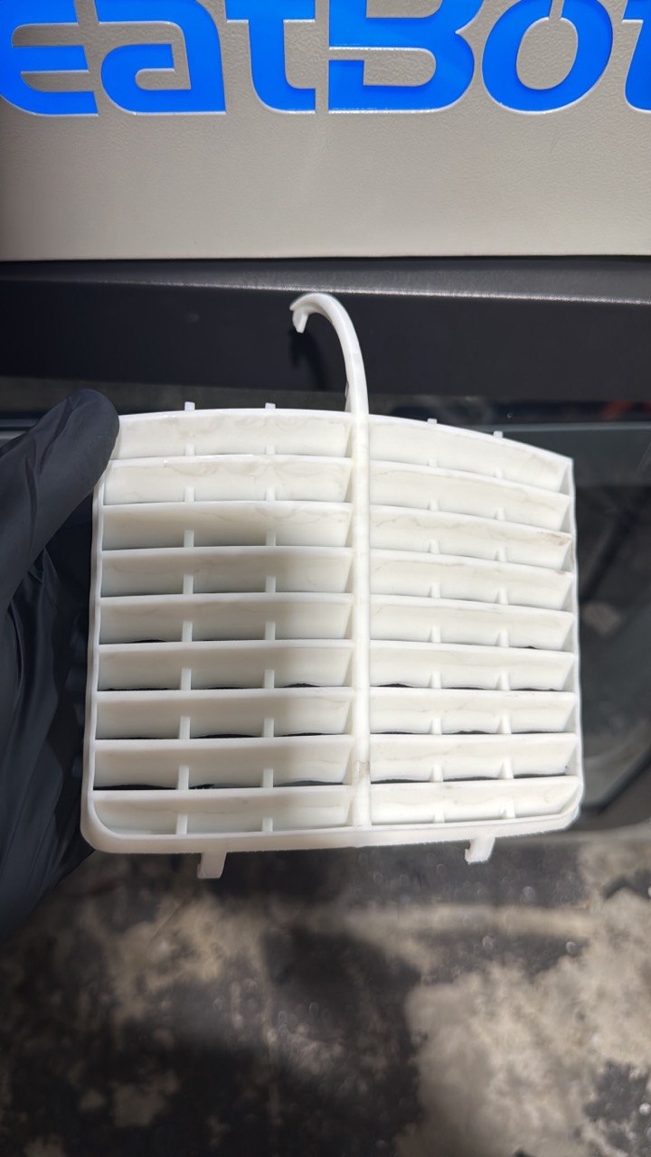 Worn plastic vent grille part being reverse engineered