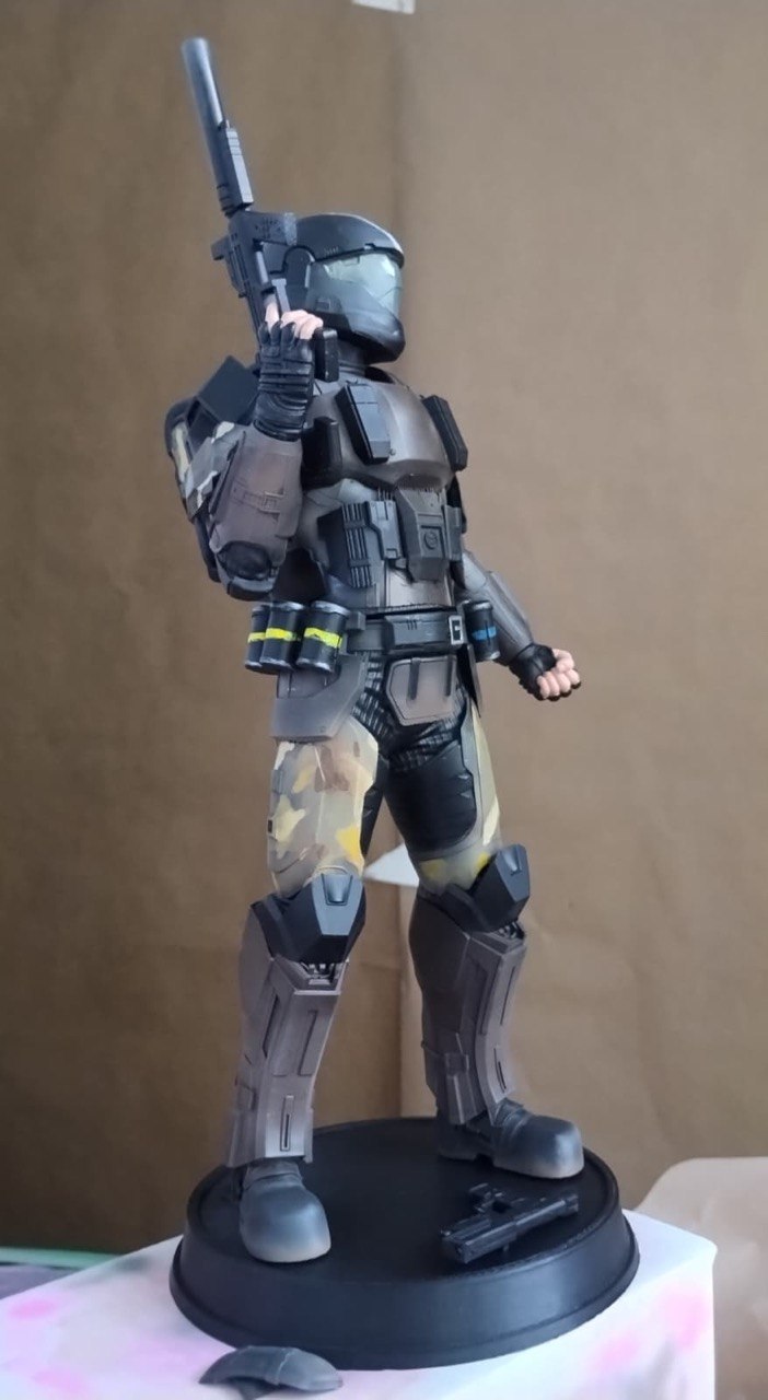 Custom painted 3D printed sci-fi armored soldier figure
